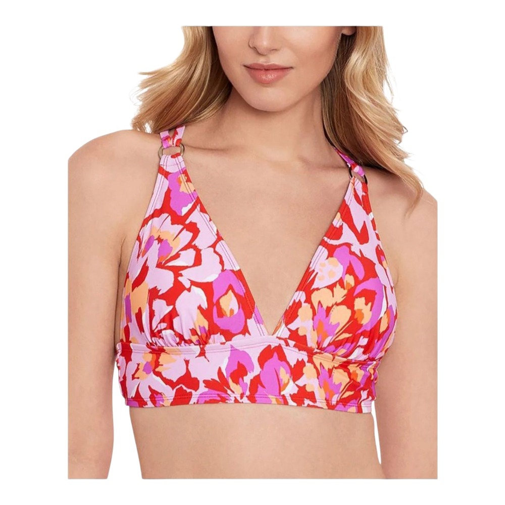 Salt Cove Juniors Flutter By‎ X-Back Bikini Top Vermillion Multicolor Size D/DD